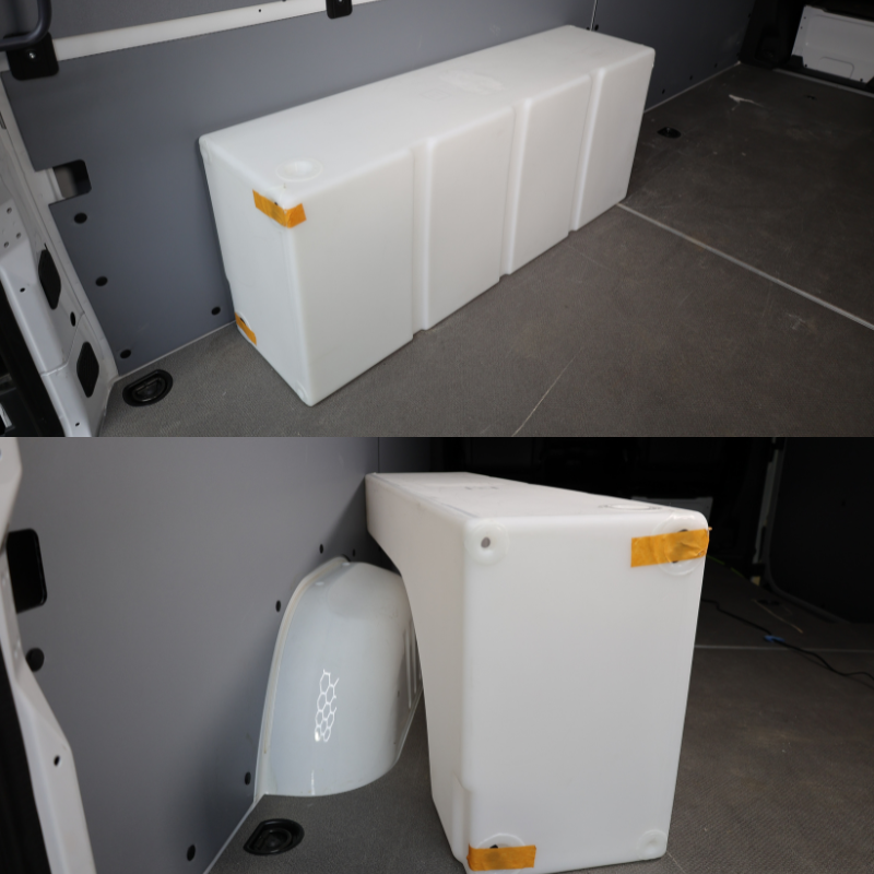 NW Conversions 33 Gallon Wheel Well Water Tank - Sprinter/Transit (Driver Side)