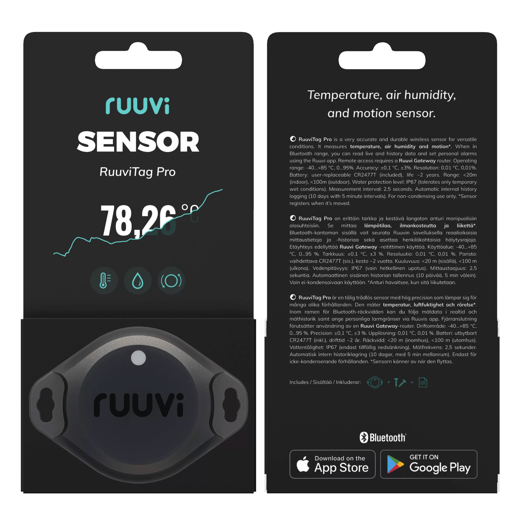 RuuviTag Pro - 3-in-1 - Temperature, Humidity, Motion Sensor