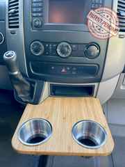 Mercedes Sprinter Front Cup Holder & Snack Tray - Bamboo (2007-2018)