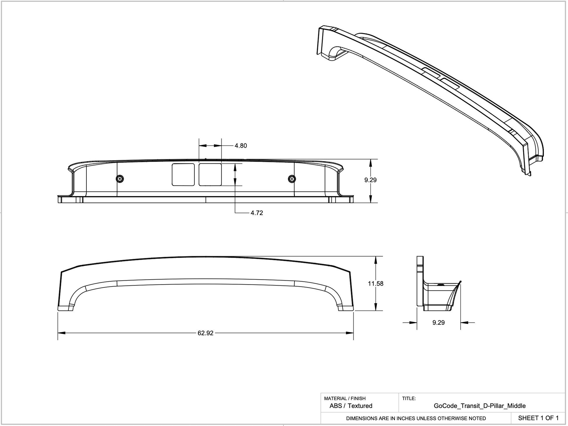Ford Transit High Roof D-Pillar Rear Doors Trim Kit