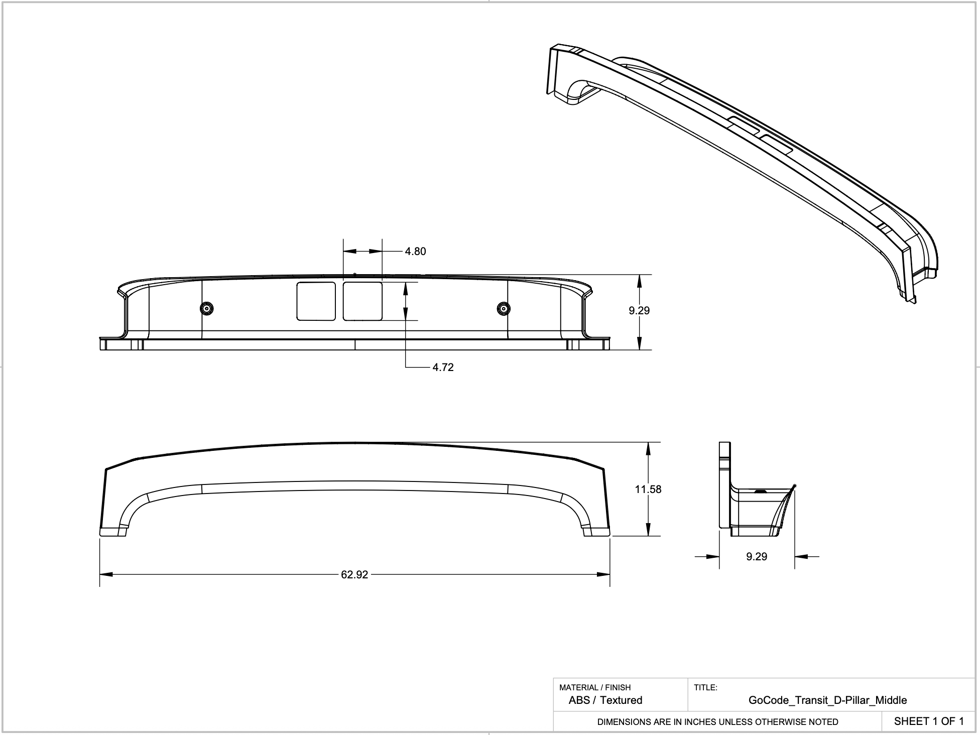 Ford Transit High Roof D-Pillar Rear Doors Trim Kit