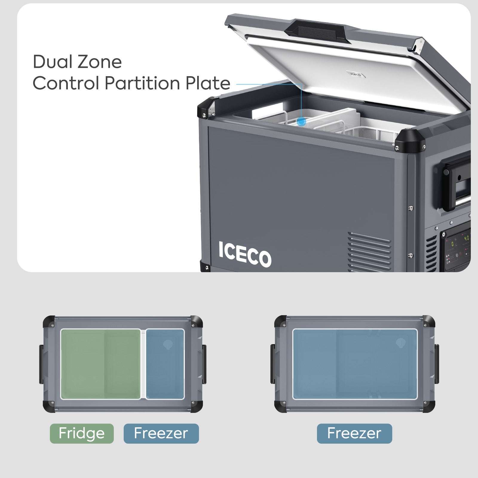ICECO VL45ProD 12/24V Dual Zone Portable Refrigerator Freezer 45L