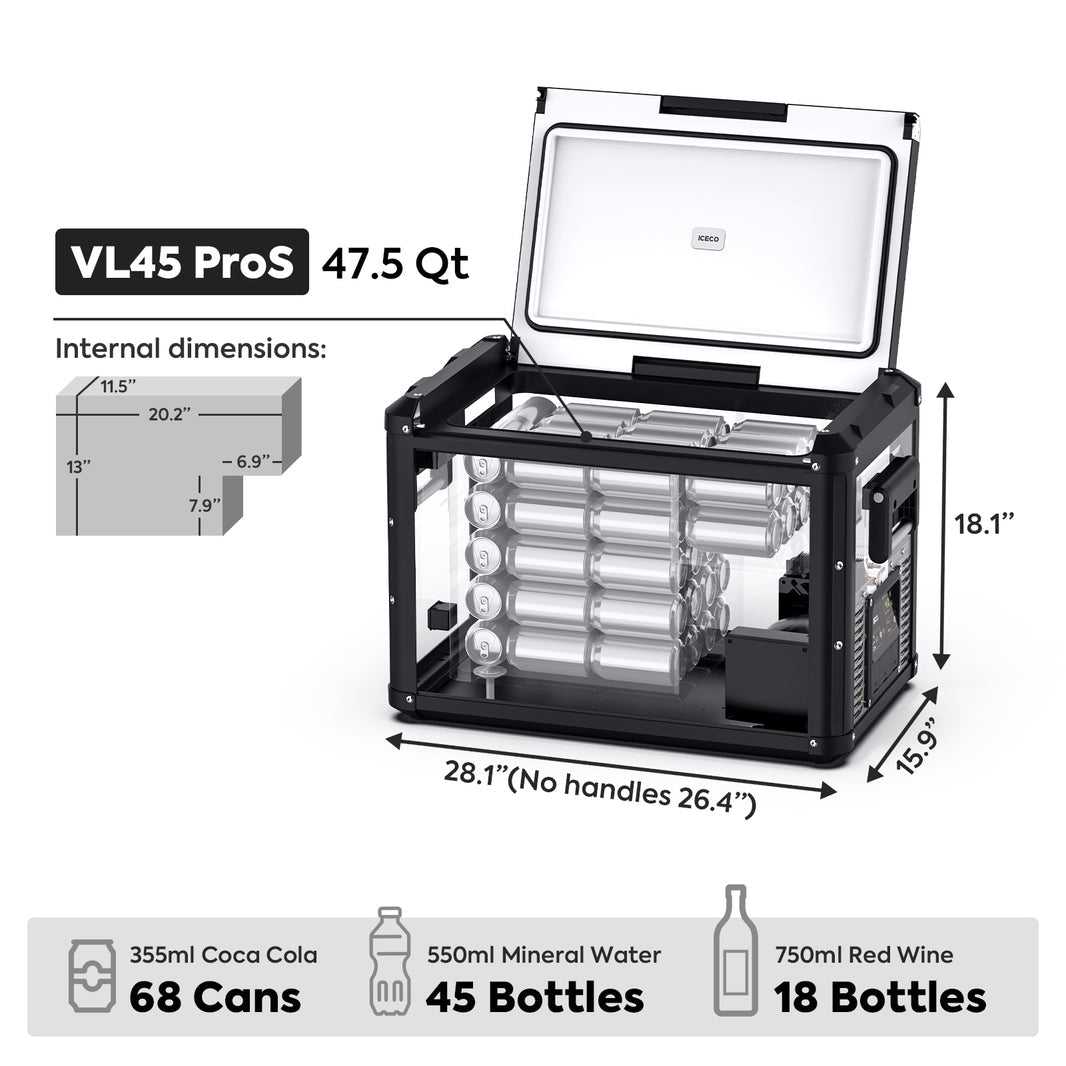 ICECO VL45ProS 12/24V Single Zone Portable Refrigerator Freezer 45L
