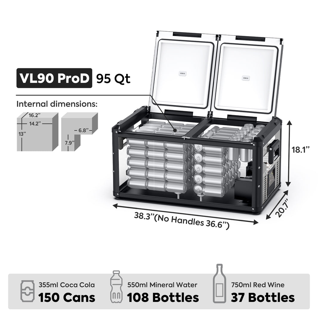 ICECO VL90ProD 12/24V Dual Zone Portable Refrigerator Freezer 90L