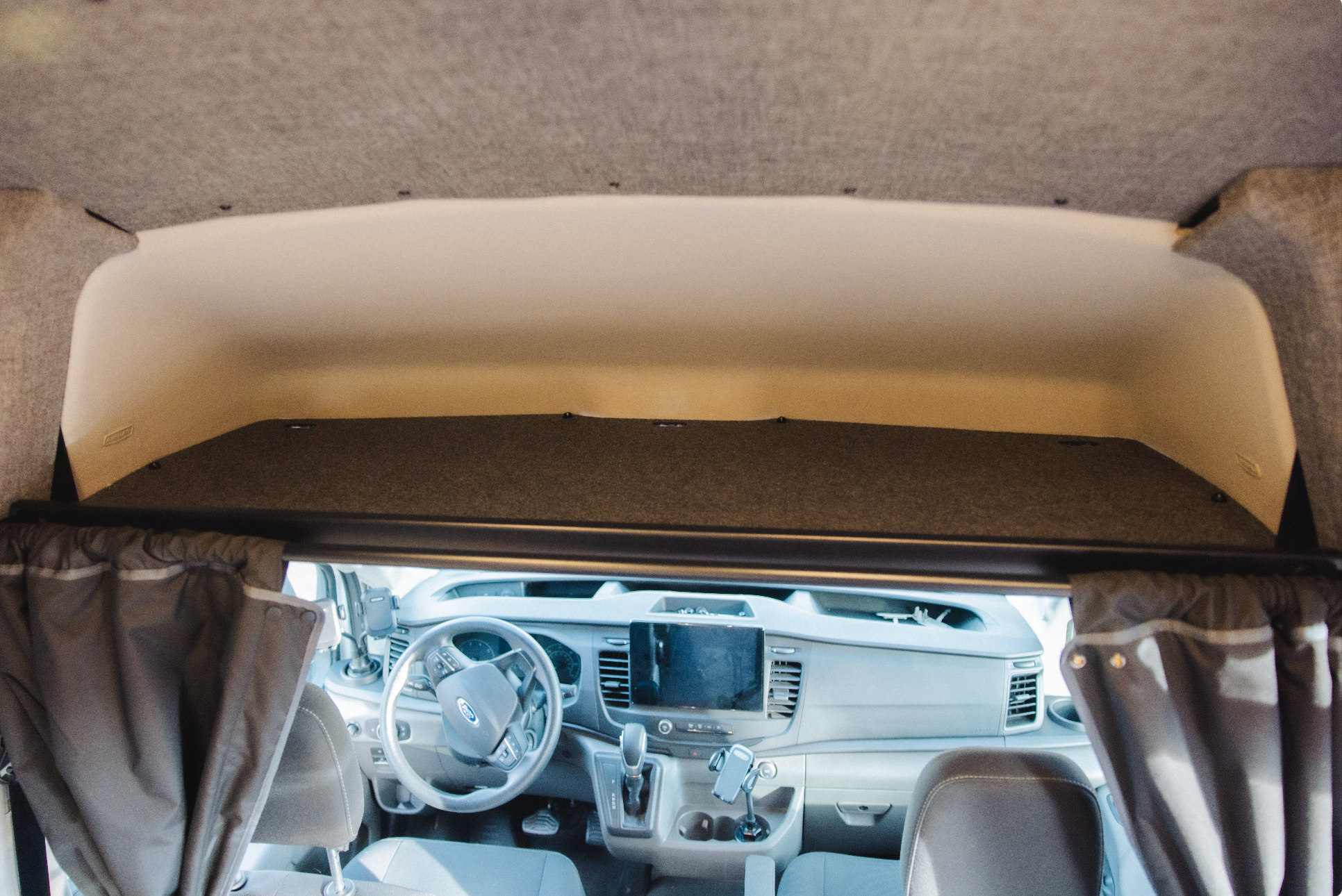 VanEssential Ford Transit Headliner Shelf & Curtain Rod