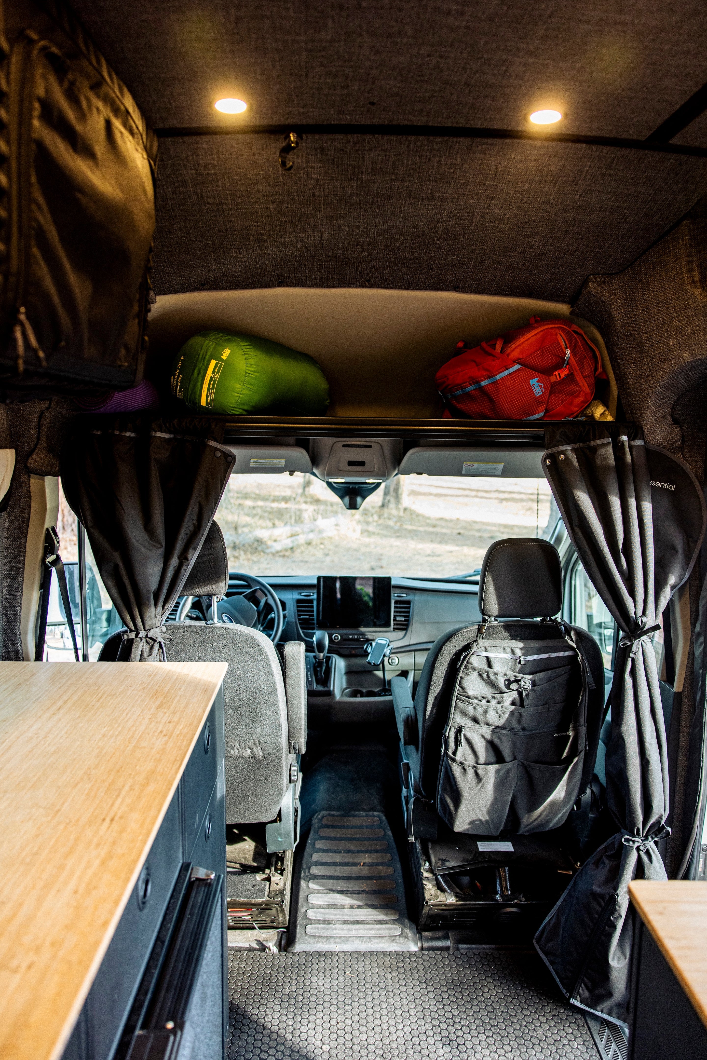 VanEssential Ford Transit Headliner Shelf & Curtain Rod