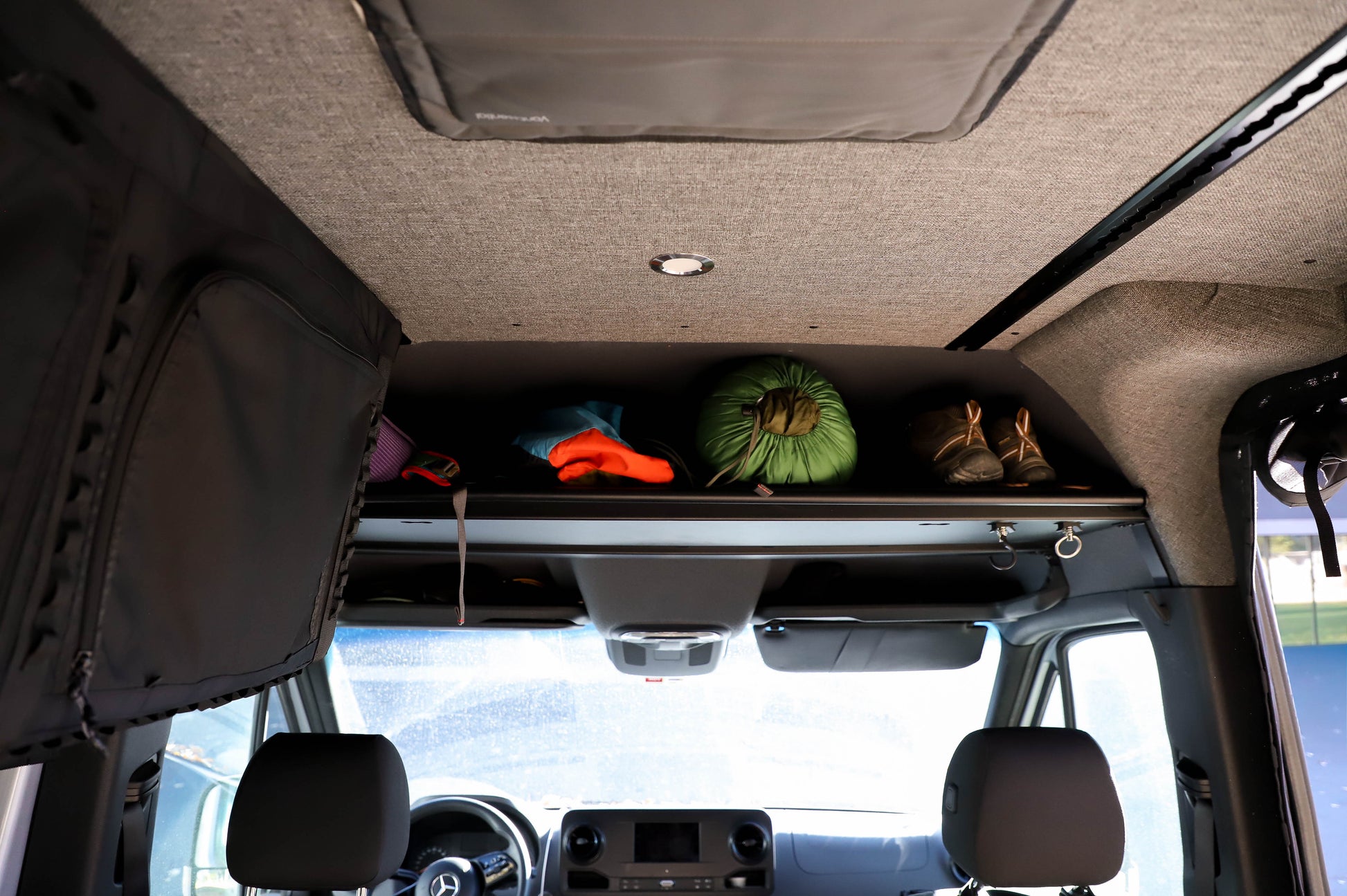 VanEssential Mercedes Sprinter Headliner Shelf & Curtain Rod