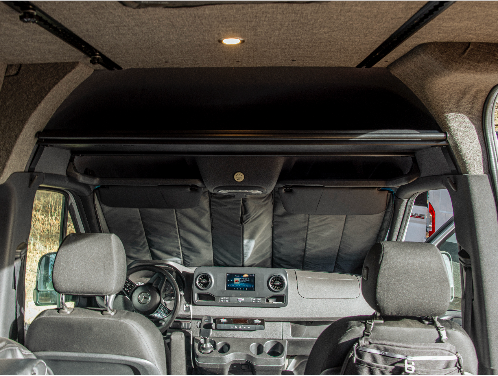 VanEssential Mercedes Sprinter Headliner Shelf & Curtain Rod