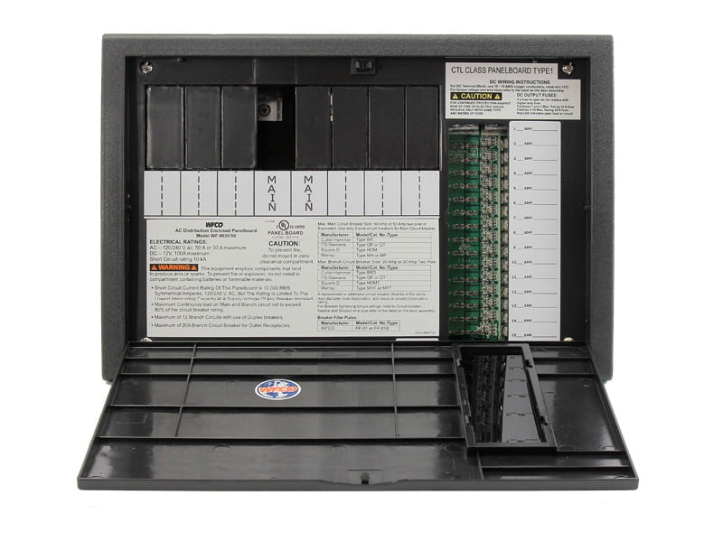 WFCO WF-8930 Combo 120-Volt AC and 12-Volt DC Load Center