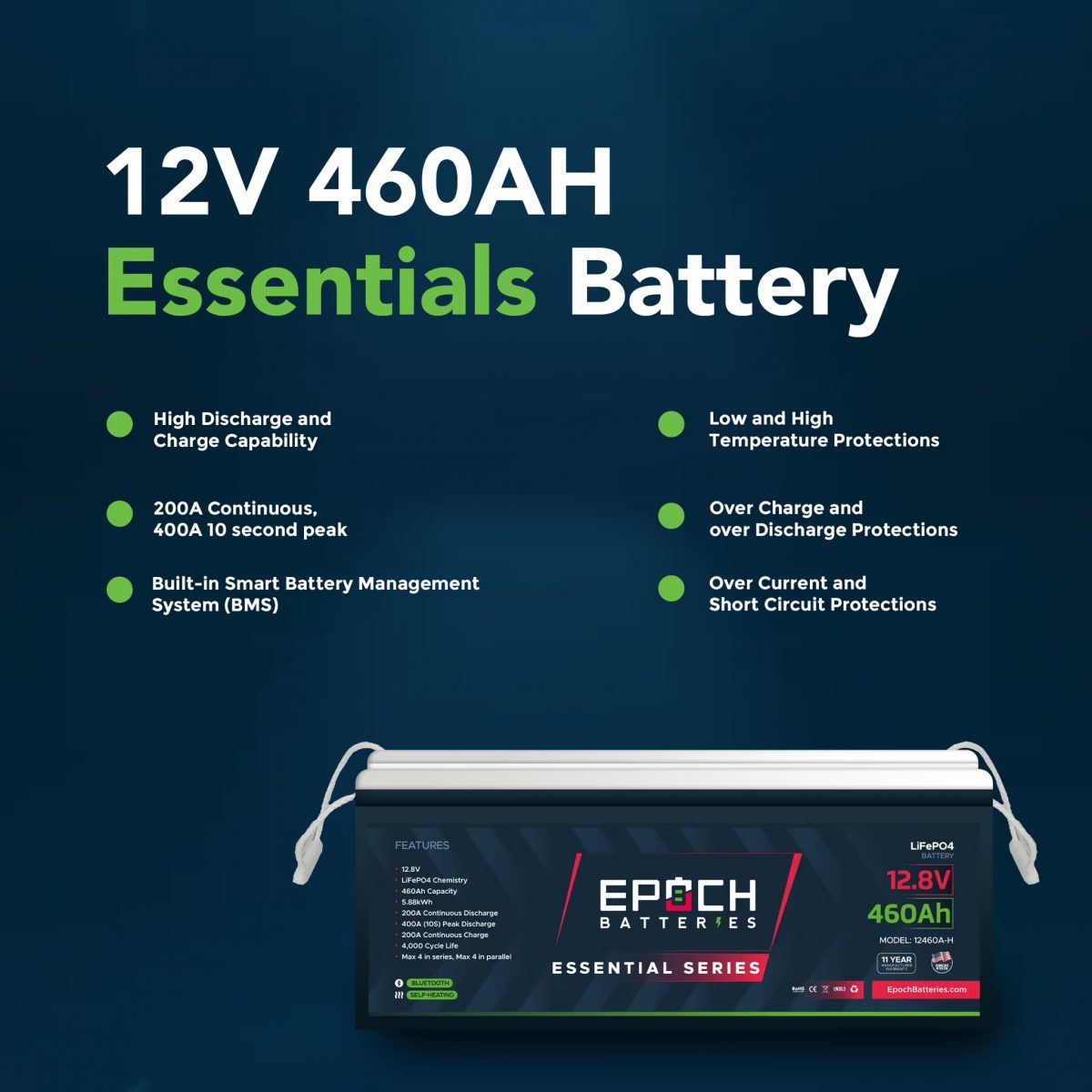 Epoch 460Ah Lithium Battery "Essential Series" (12-Volt)