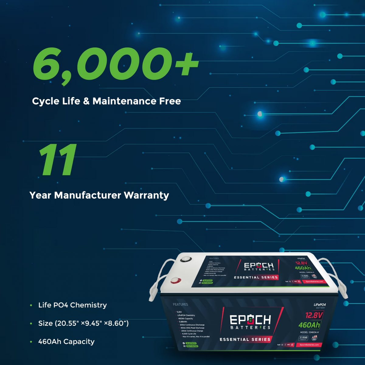 Epoch 460Ah Lithium Battery "Essential Series" (12-Volt)