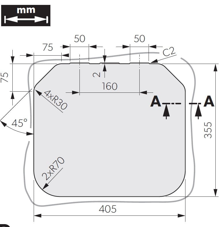 Dometic Square Sink with Glass Cover - VA8000