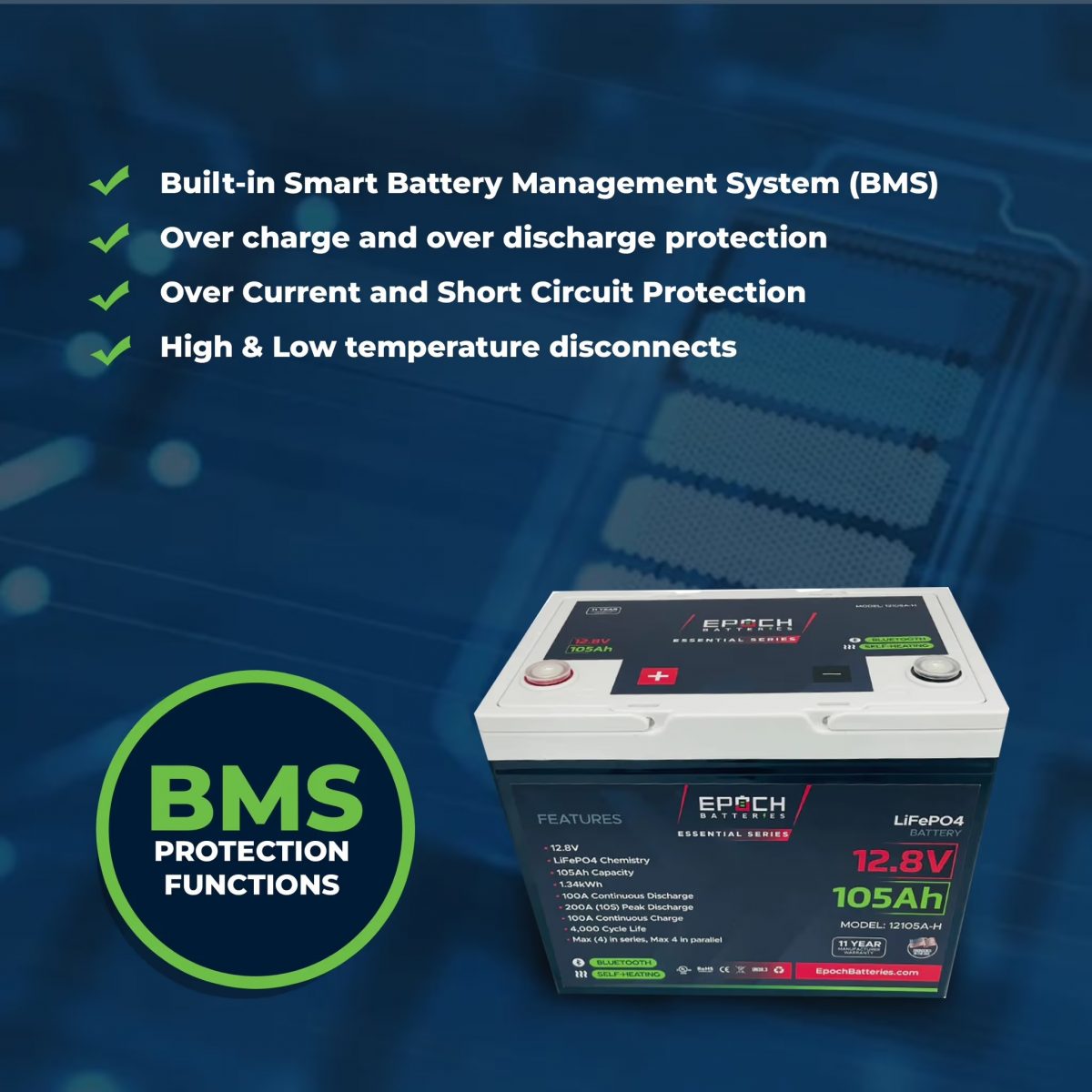 Epoch 105Ah Lithium Battery "Essential Series" (12-Volt)