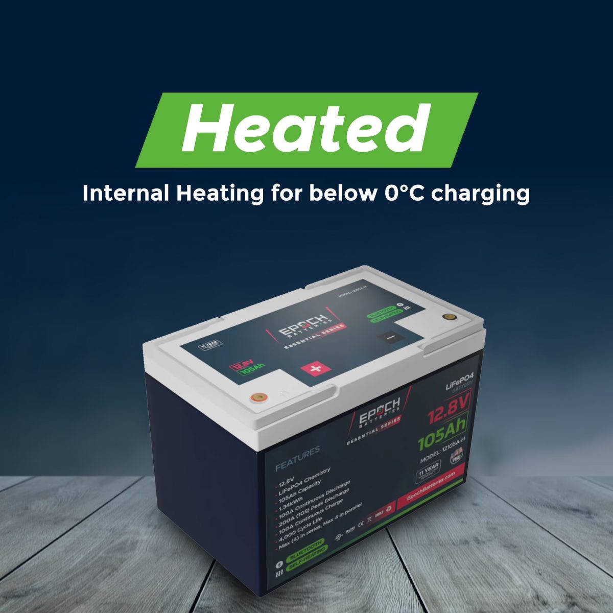 Epoch 105Ah Lithium Battery "Essential Series" (12-Volt)