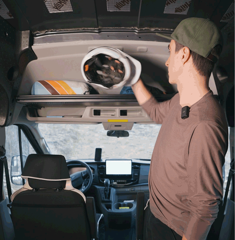 VanEssential Ford Transit Headliner Shelf & Curtain Rod
