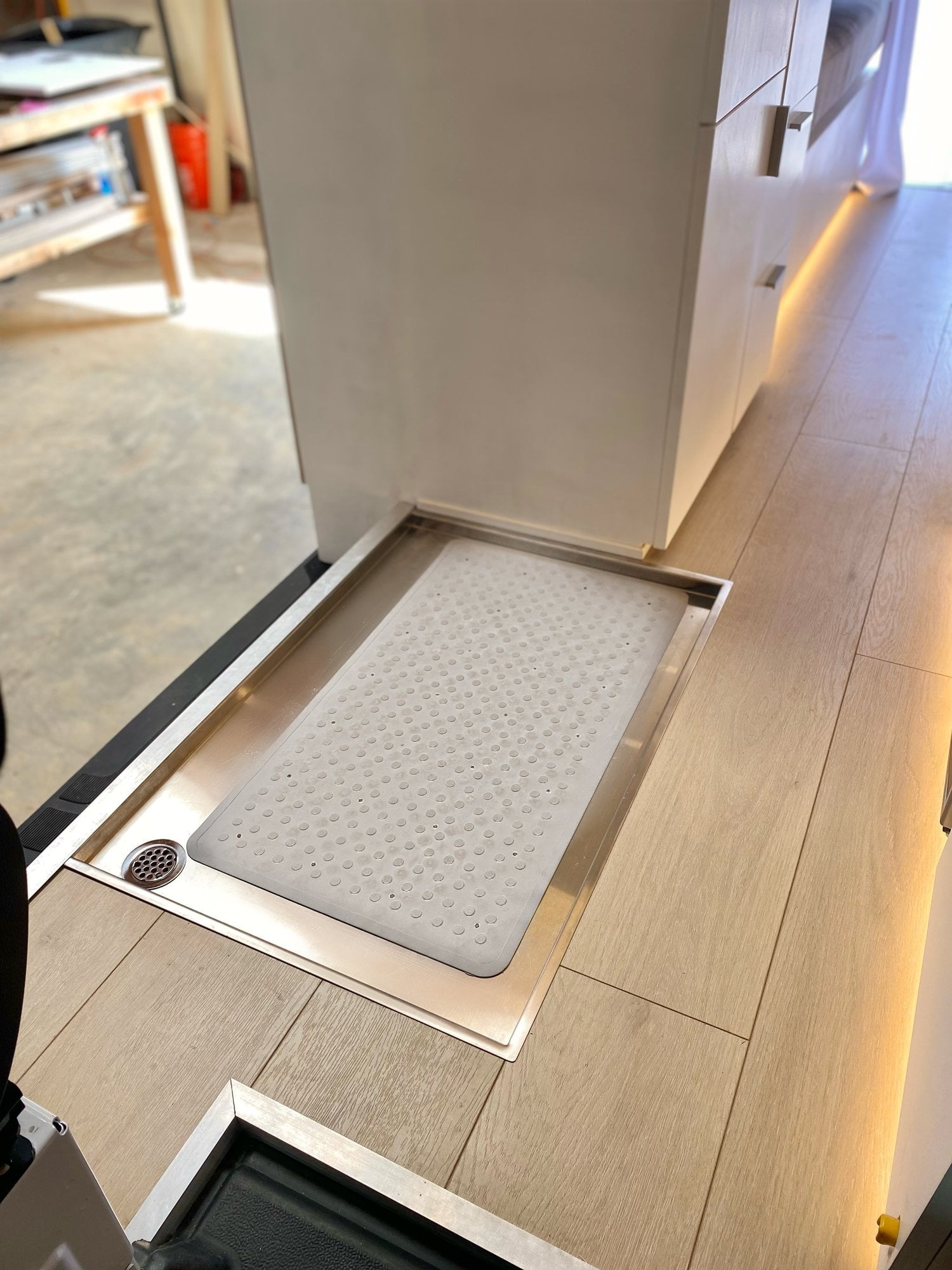 Modern Times Recessed Stainless Steel Shower Pan