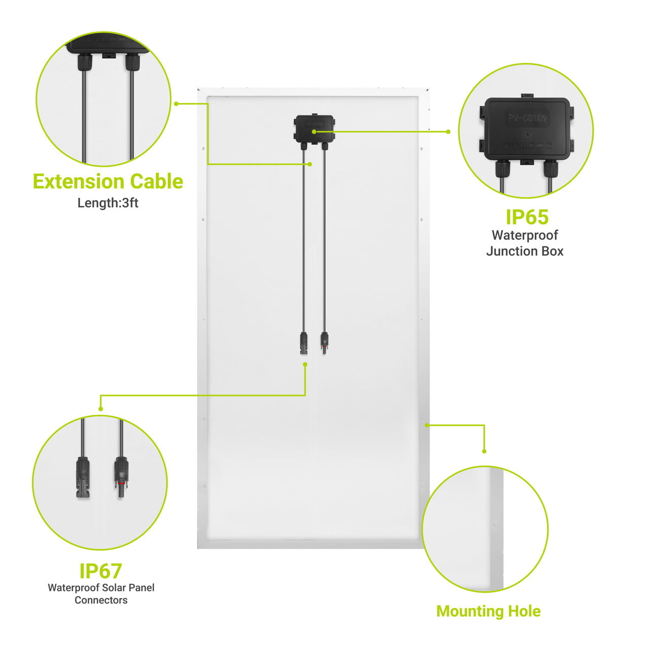 Newpowa 220 Watt 12V Monocrystalline Solar Panel