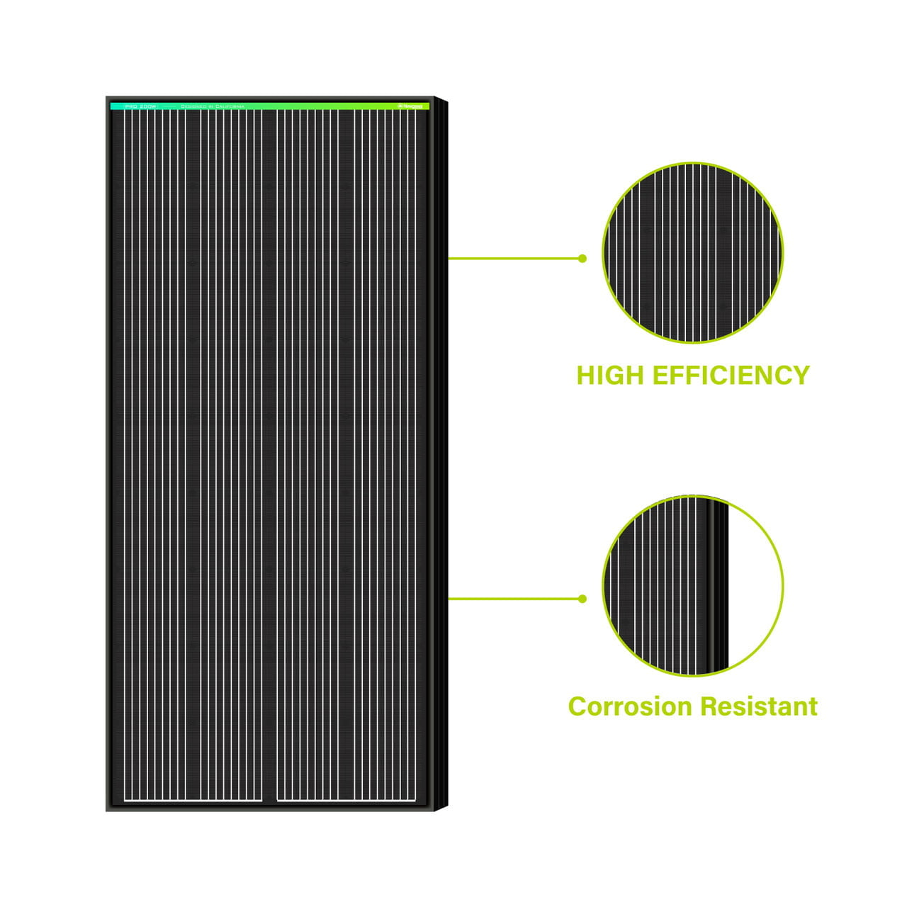 Newpowa 200 Watt Pro 12V Monocrystalline Solar Panel (Black Frame)