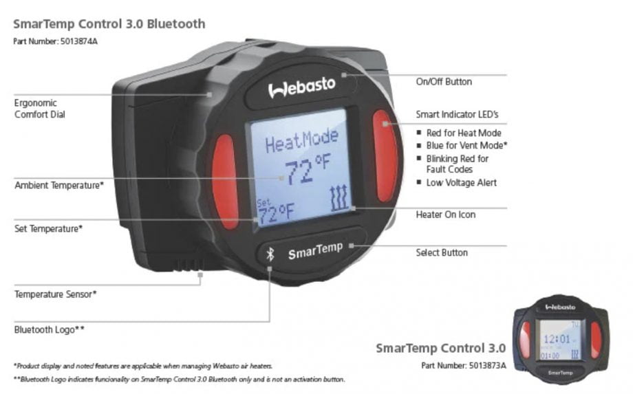 Webasto Air Top 2000 STC Gasoline Heater (Altitude Adjusted for 6,400′) with SmarTemp 3.0 Controller