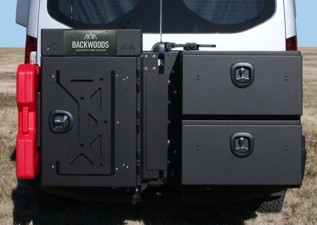 Aluminess rear bumper sales with swing arms