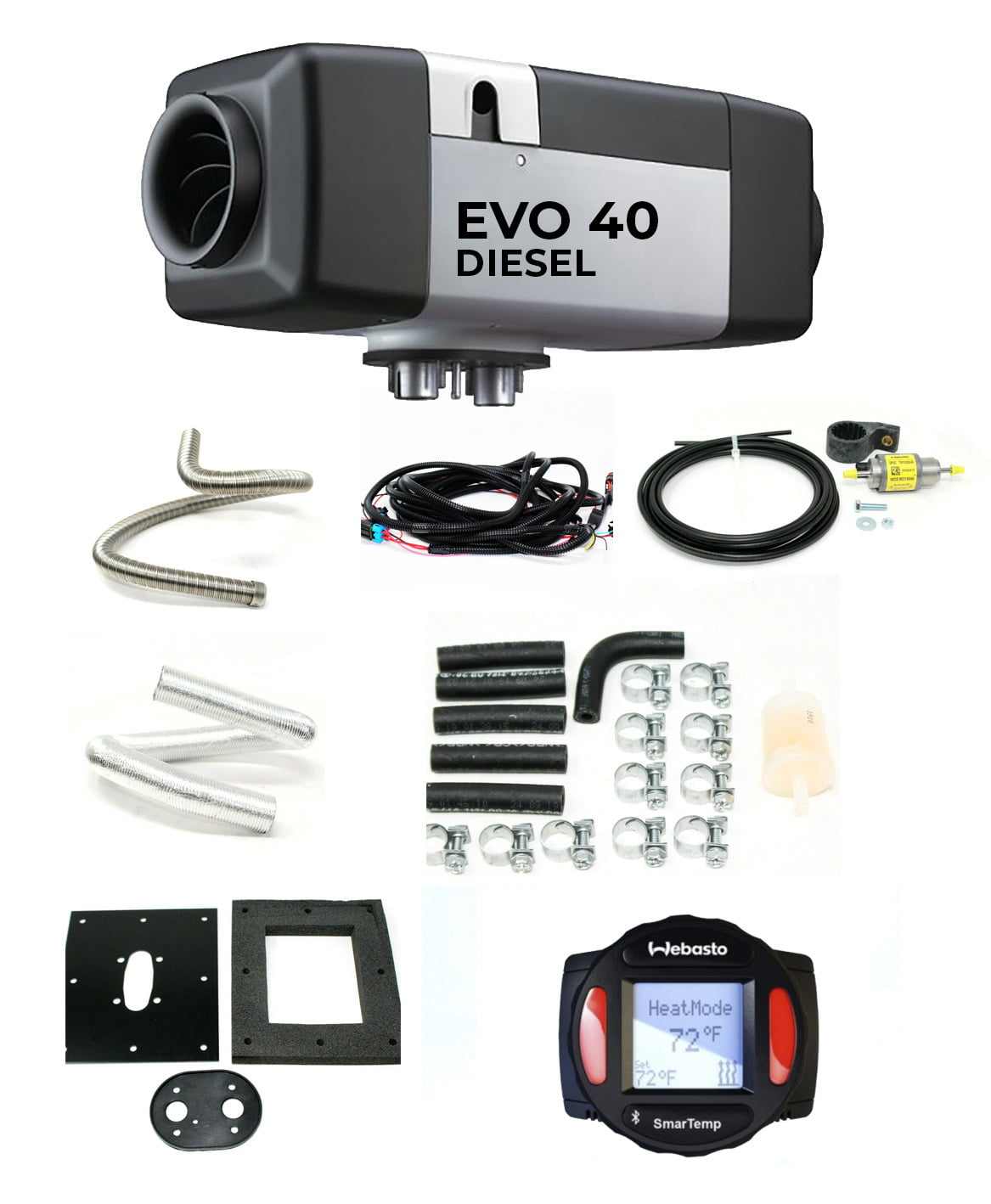 Webasto Air Top EVO 40 4kW Diesel Air Heater RV Vehicle Kit 12v Furnace