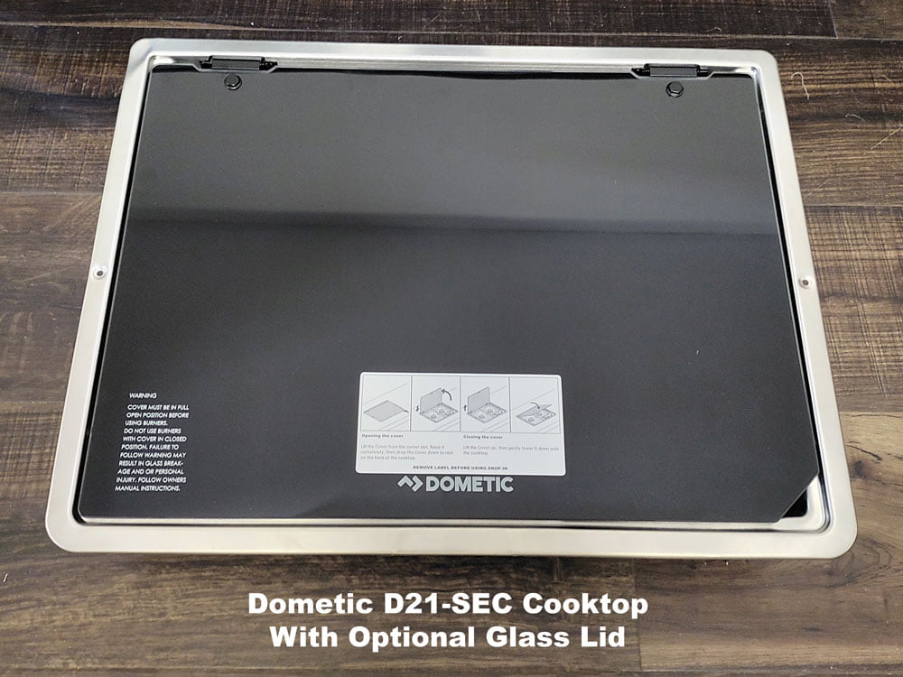 Dometic 50216G RV Stainless 2-Burner Propane Cooktop with Glass Cover