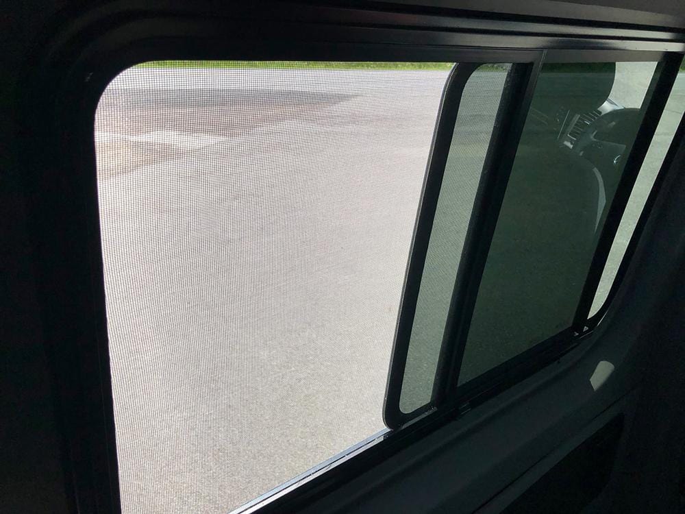 AM Auto - Sprinter - Driver Side - Rear Window - Half Slider w/ Screen -  144 WB w/ Driver Side Sliding Door - MS06-LS2M-HSS P - Vanlife Outfitters