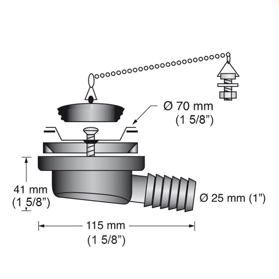 Scandvik Low Profile Drain + Strainer 2-3/4"