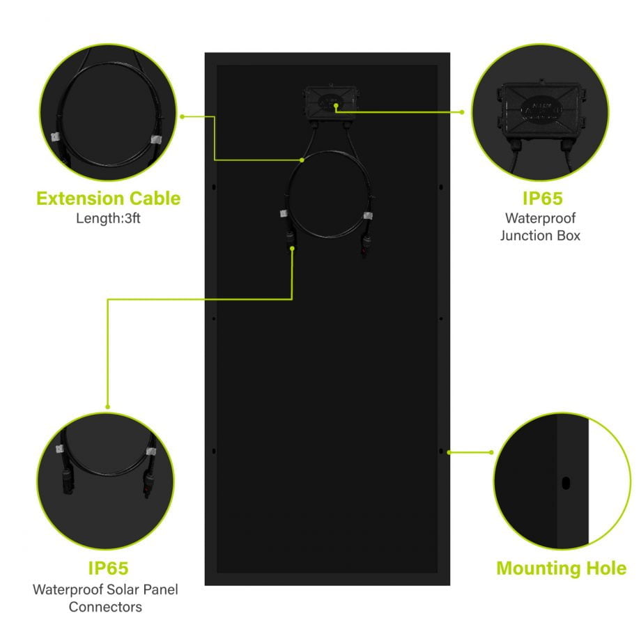 Newpowa 200 Watt Pro 12V Monocrystalline Solar Panel (Black Frame)